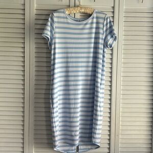 Blue and white just below the knee sun dress size S